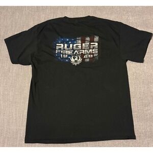 Mens Ruger Firearms T Shirt Black Size XL American Flag Graphic Tee